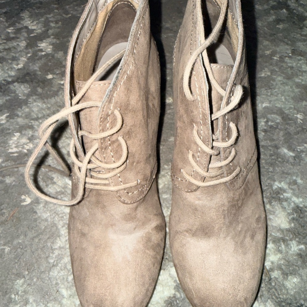 Arizona Jean Company Taupe Suede Lace-Up Ankle Boots